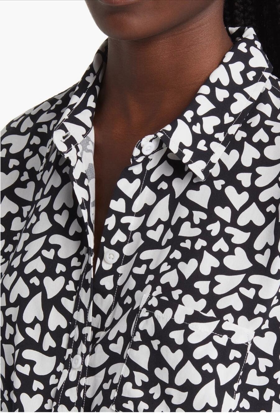 Rails Kathryn Heart Print Button-Up Shirt, Large
